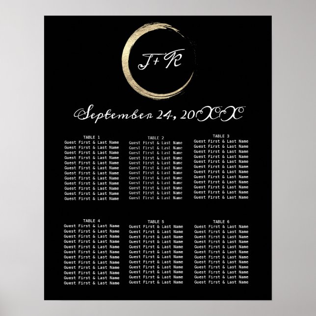 Tableau de siège Noir Blanc Golden Wreath Minimali (Devant)