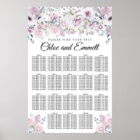 Tableau de sièges à 18 tables blanc violet clair