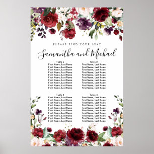 Tableau de sièges à 4 tables pour Mariage de la Fl