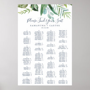 Tableau de sièges alphabétique de verdure estivale