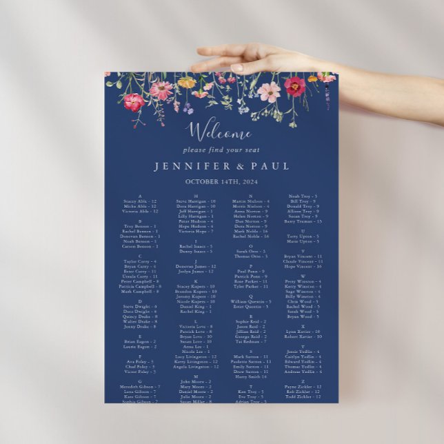 Tableau de sièges alphabétiques Fleur sauvage Boho (Créateur téléchargé)