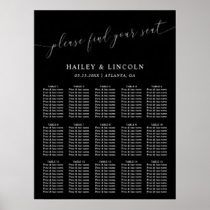 Tableau de sièges de Mariage minimal noir