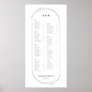 Tableau de sièges de Mariage ovale moderne de 48 p