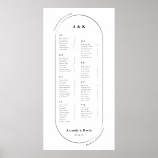 Tableau de sièges de Mariage ovale moderne de 48 p