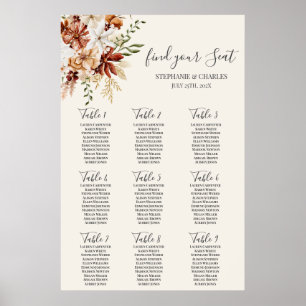 Tableau de sièges de Mariages floraux fleurs sauva