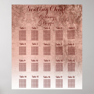 Tableau de sièges en feuille d'or rose de luxe 18
