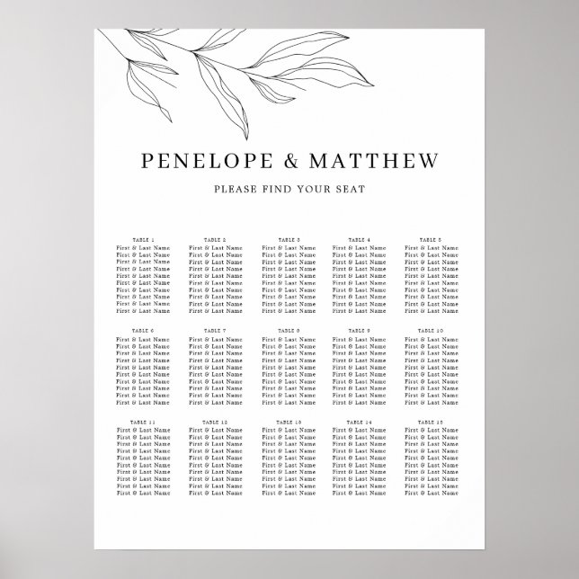 Tableau de sièges Feuille de la ligne d'art (Devant)