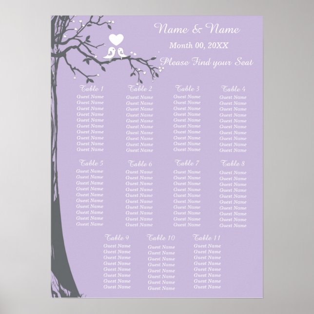 Tableau de sièges Lavendar (Devant)