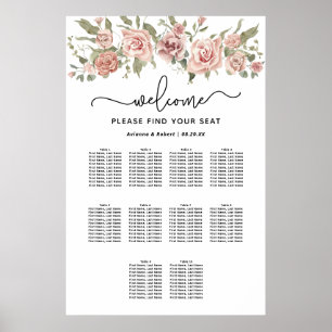 Tableau de sièges Mariage à 10 tables Rose Dusty