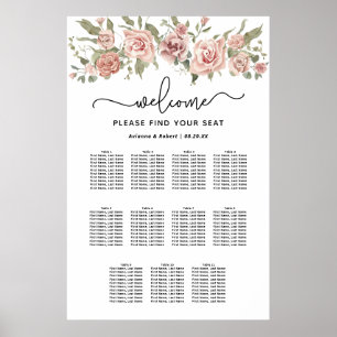 Tableau de sièges Mariage à 11 tables Rose Dusty