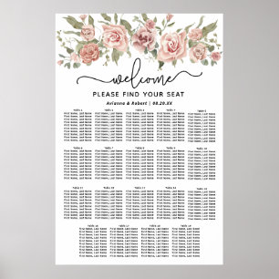 Tableau de sièges Mariage à 19 tables Rose Dusty