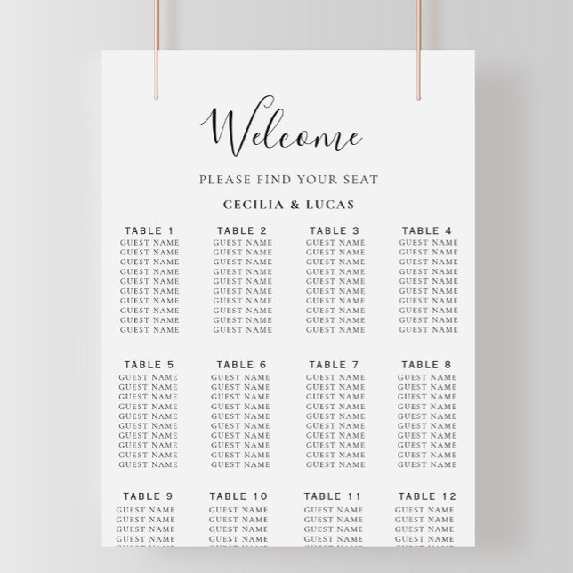 Tableau de sièges Mariage alphabétique minimaliste (Créateur téléchargé)