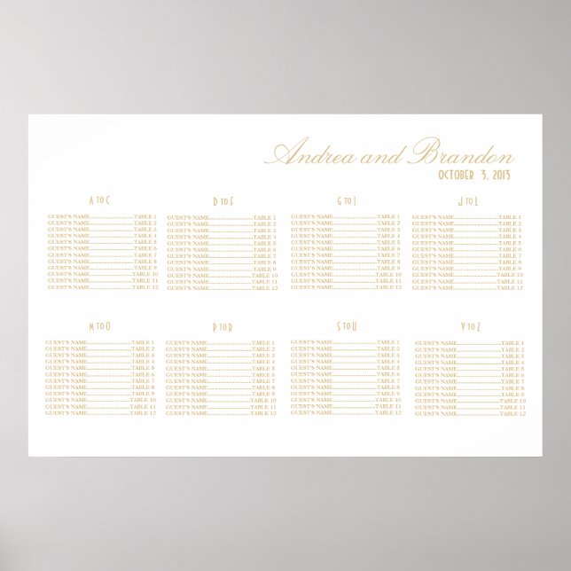 Tableau de sièges Mariage Art Déco (Devant)