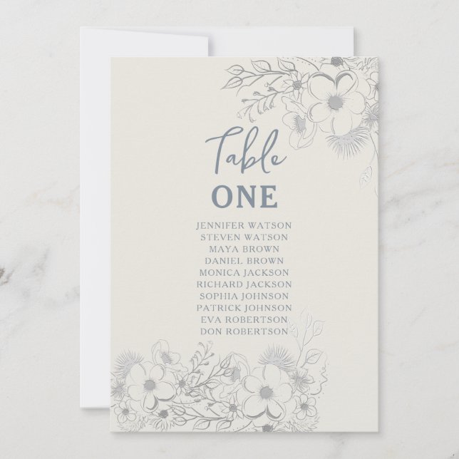 Tableau de sièges Mariage bleu vintage (Devant)