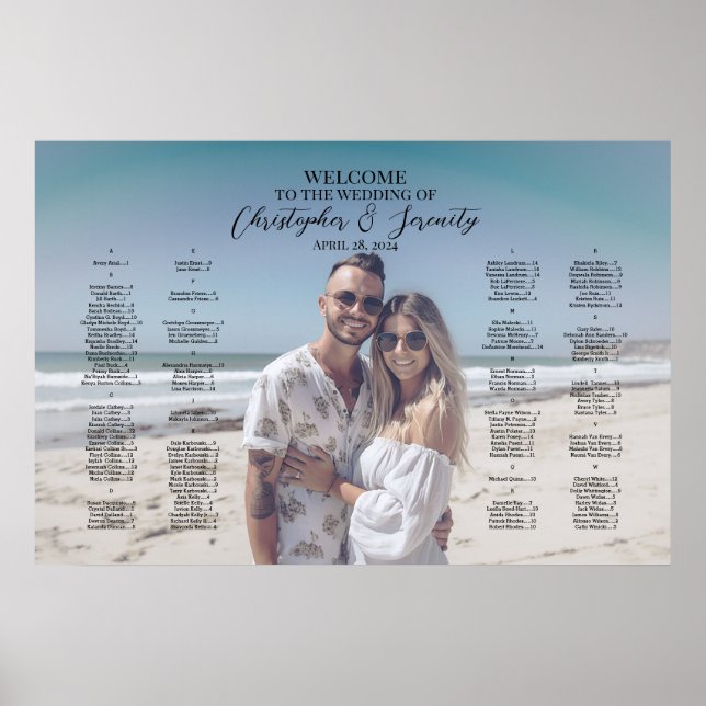Tableau de sièges mariage de photo élégant alphabé (Devant)
