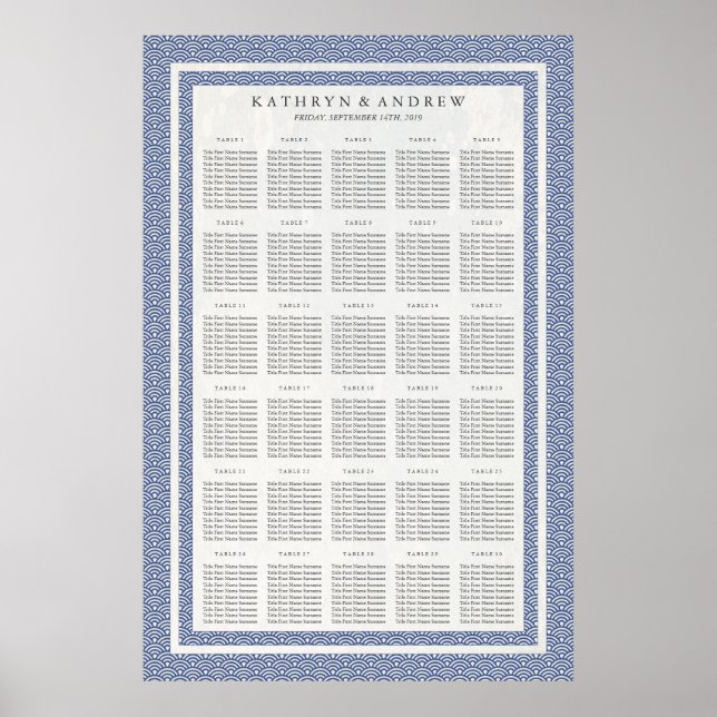 Tableau de sièges Mariage/événement Dark Blue Seig (Devant)