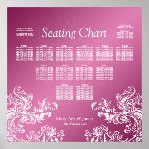 Tableau de sièges mariage Flèches Vintages 2 Rose
