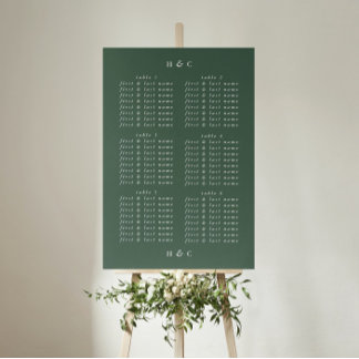 Tableau de sièges Mariage moderne en vert clair