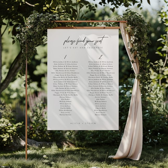 Tableau de sièges Mariage noir et blanc simple et  (Simple Modern Black & White Wedding Seating Chart)