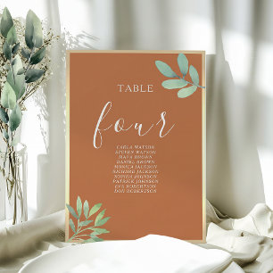 Tableau de sièges Mariage orange brulé rustique