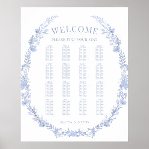 Tableau de sièges Mariage rustique Dusty Blue Fleu