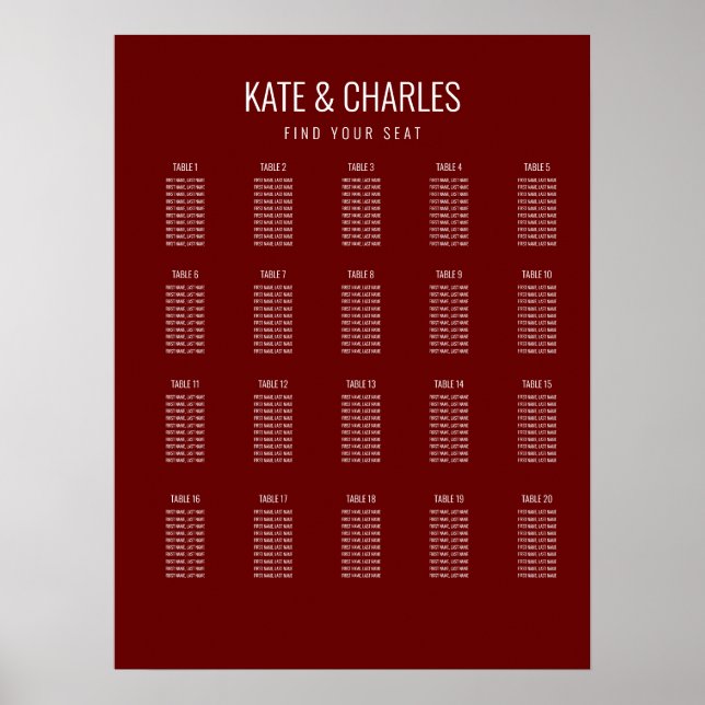 Tableau de sièges Mariage unique personnalisé styl (Devant)