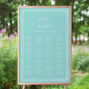 Tableau de sièges Mariage vert à la menthe minimal