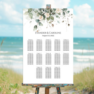 Tableau de sièges mariage vert et rose 13 tables