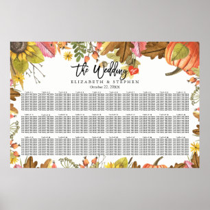 Tableau de sièges mariages Automne Feuilles d'auto