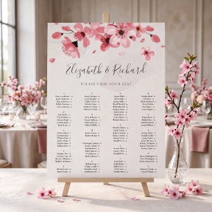 Tableau de sièges Mariages en fleurs de cerise ros