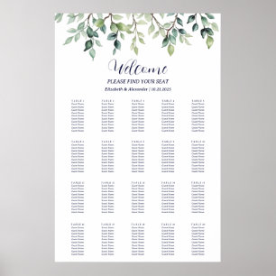 Tableau de sièges minimaliste simple feuille maria