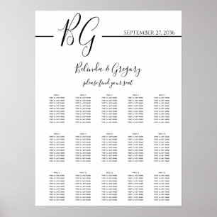 Tableau de sièges minimalistes noirs et blancs pou