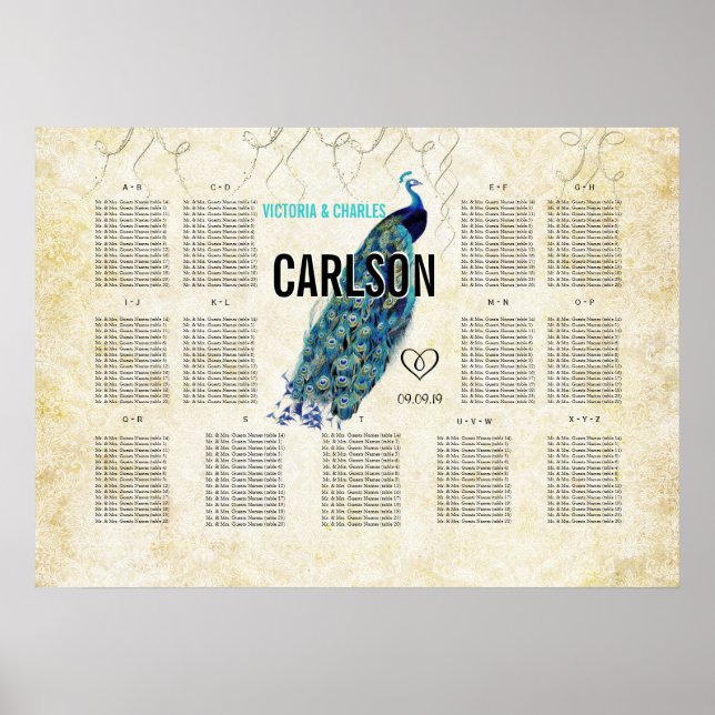 Tableau de sièges Peacock moderne vintage (Devant)