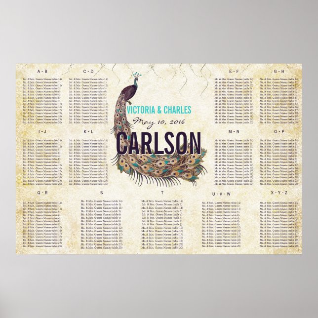 Tableau de sièges Peacock moderne vintage (Devant)