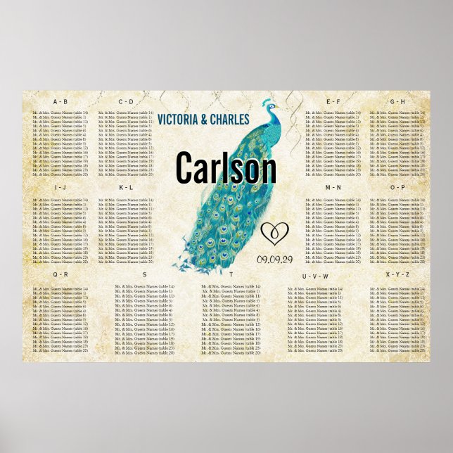 Tableau de sièges Peacock moderne vintage (Devant)