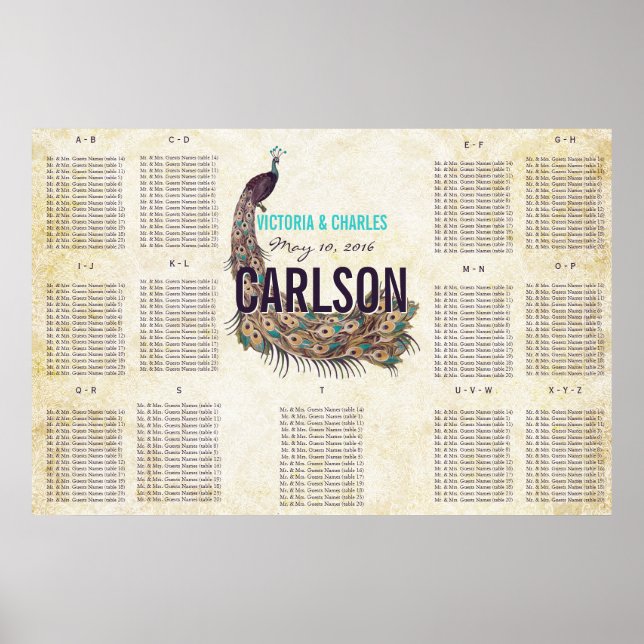 Tableau de sièges Peacock moderne vintage (Devant)