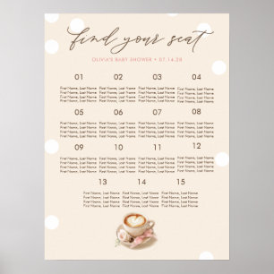 Tableau de sièges pour Baby Shower inspiré du café