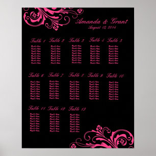 Tableau de sièges rose et noir chic