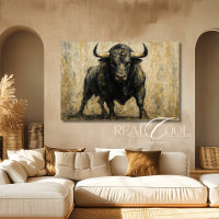 Tableau de toile d'art mural ouest taureau noir