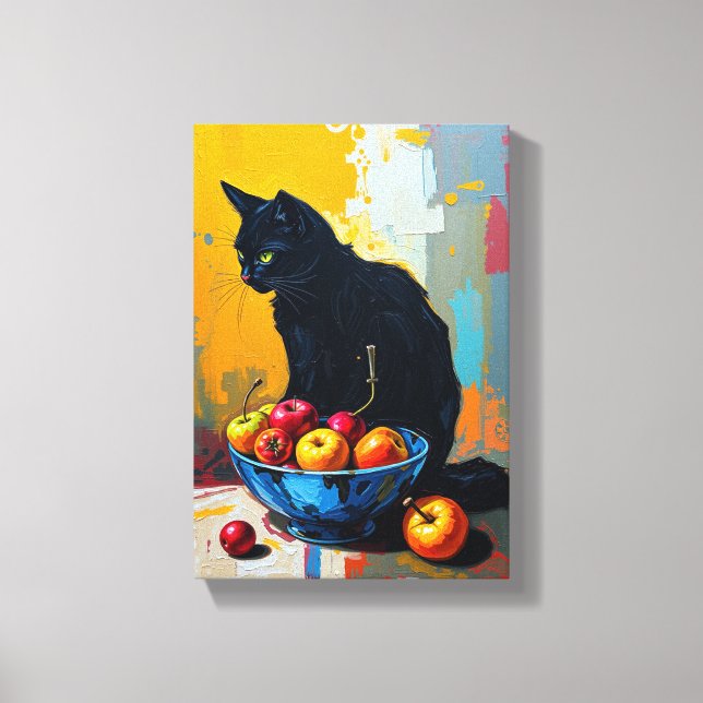 Tableau Déco ( Chat Noir Art Moderne) (Recto)