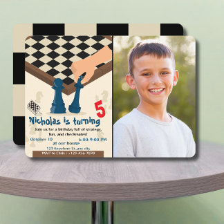 Tableau des échecs Anniversaire Invitation Photo J