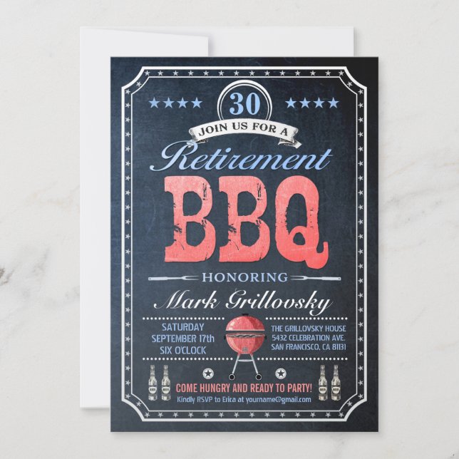 Tableau des invitations | de BBQ de retraite (Devant)