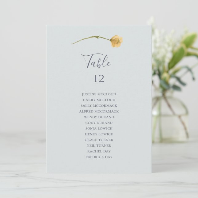 Tableau des numéros de la table bleue du Fleur sau (Debout devant)