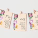 Tableau des numéros de table de la pêche florale t<br><div class="desc">Ce tableau coloré de la pêche à la chair tropicale est parfait pour votre destination boho moderne, vert, violet, mariage pêche. Le design présente un élégant bouquet de verdure couleur d'eau de plage classique et des fleurs qui peuvent inclure l'eucalyptus vert sauge, le mauve et la protéa rouge, l'hibiscus rose...</div>