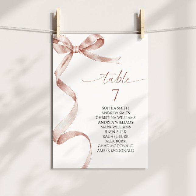 Tableau des numéros de table Mocha Bow (Créateur téléchargé)