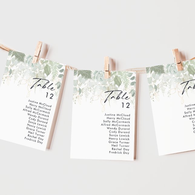 Tableau des numéros de table verte et feuille d'or (Créateur téléchargé)