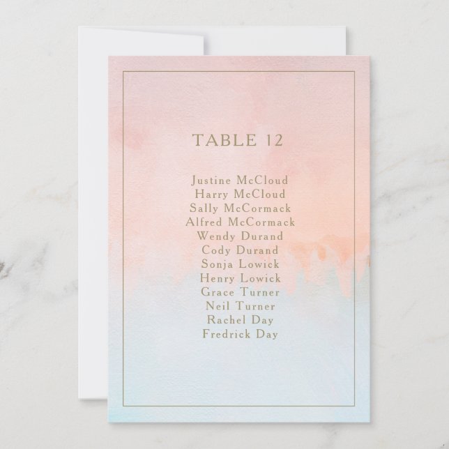 Tableau des numéros des tables des coucher de sole (Devant)