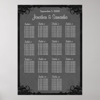 Tableau des sièges de 14 Mariages de Goth noir et
