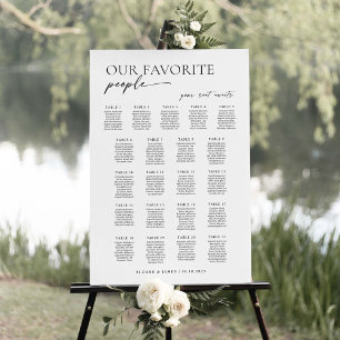 Tableau des sièges de bienvenue des 21 tables mode