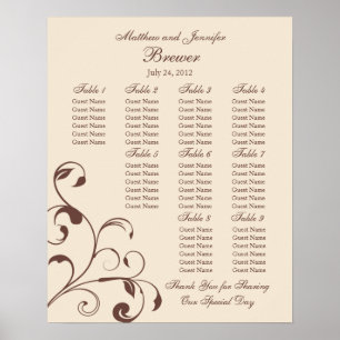 Tableau des sièges de la réception de mariage - Ta